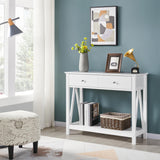 Console Table with Drawer, Wood Entryway Table with Storage Shelves, Sofa Table