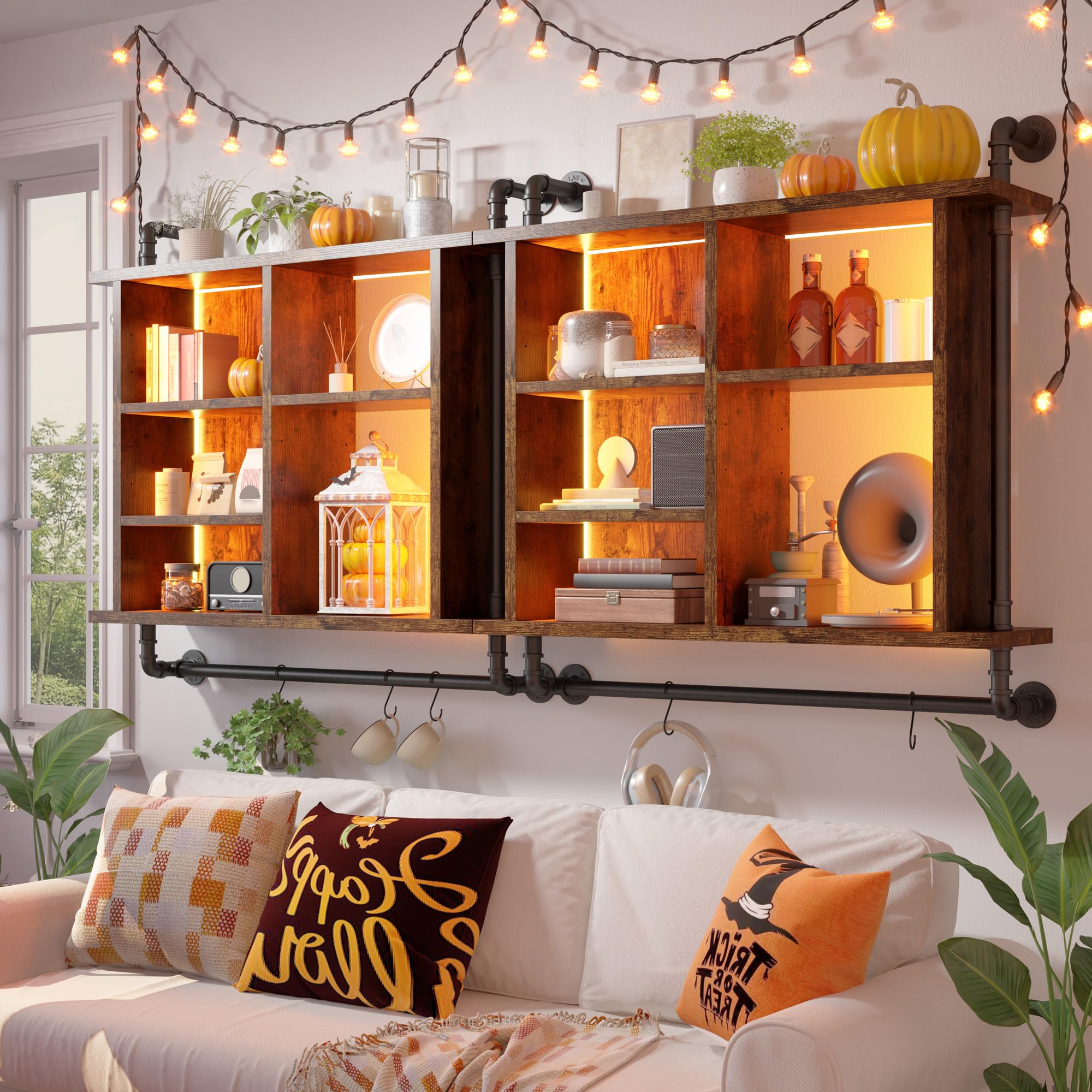 37" Floating Shelves for Wall with Led Wall Shelves for Kitchen