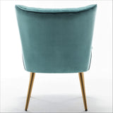 Modern Velvet Accent Chair for Living Room, Bedroom, or Entryway, Stylish and Comfortable Armless Design with Metal Legs, Teal