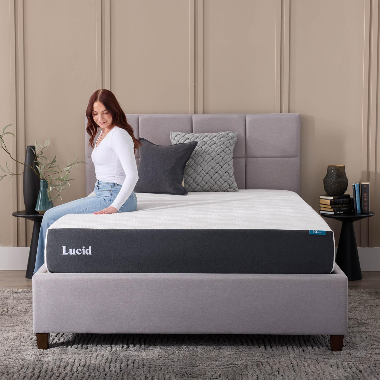 LUCID 10 Inch Memory Foam Mattress - Medium Feel - Infused with Bamboo Charcoal and Gel - Bed in a Box - Temperature Regulating - Pressure Relief - Breathable - Full Size