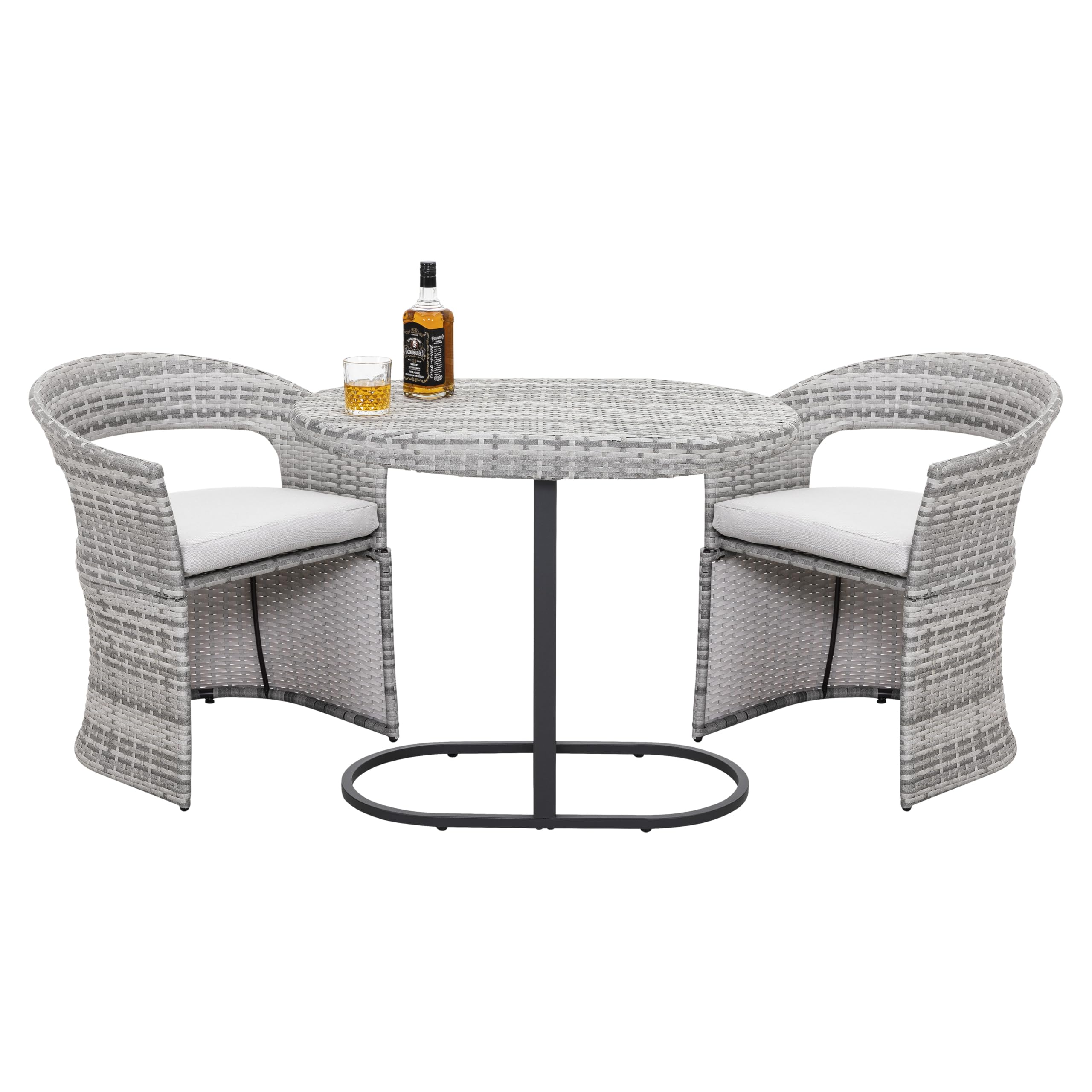 3 Piece Outdoor Patio Bistro Set, Patio Furniture Set for 1 Iron Patio Table and 2 Dining