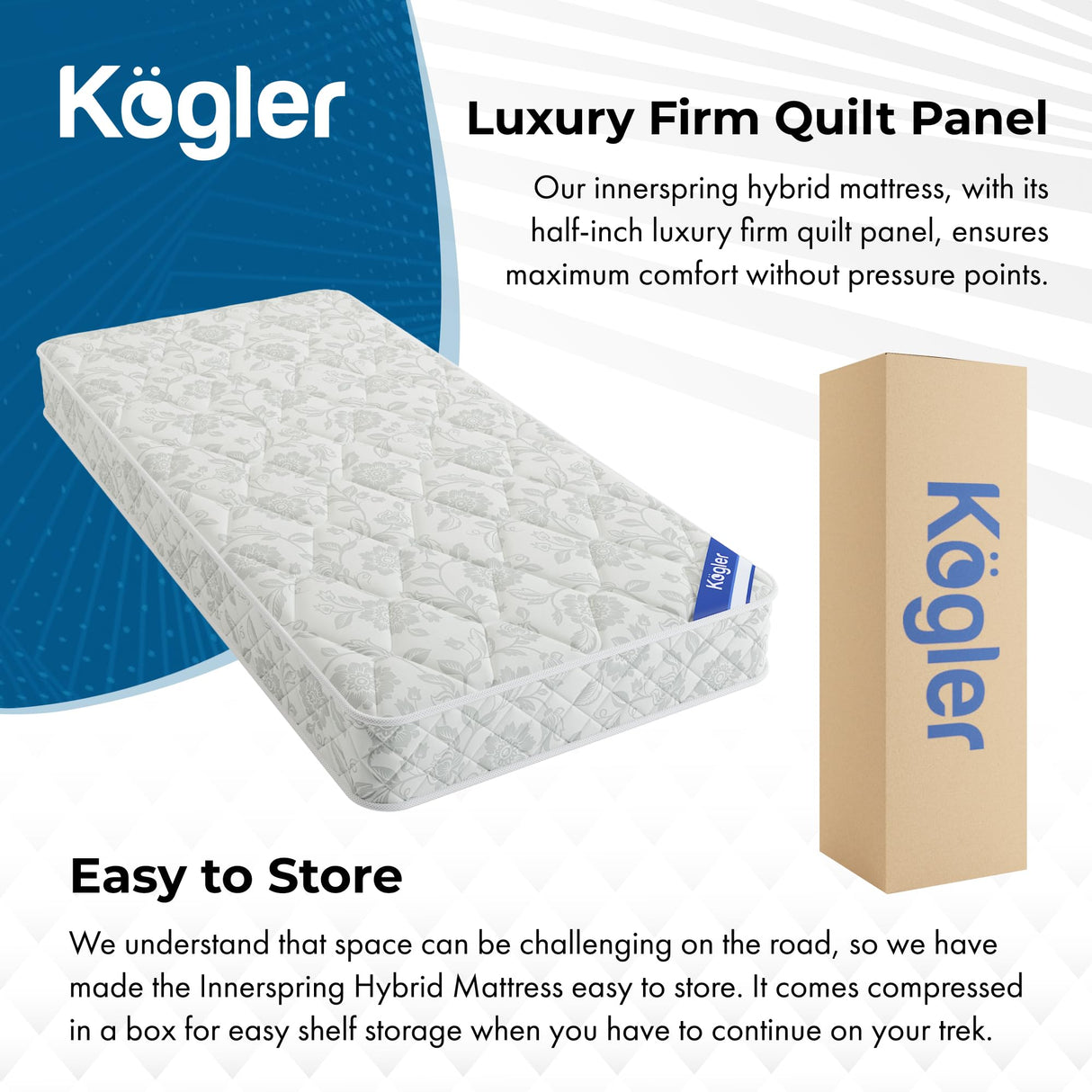 Kogler Innerspring Hybrid Semi-Truck/RV Mattress - 7" Trucker Mattress, 29x79