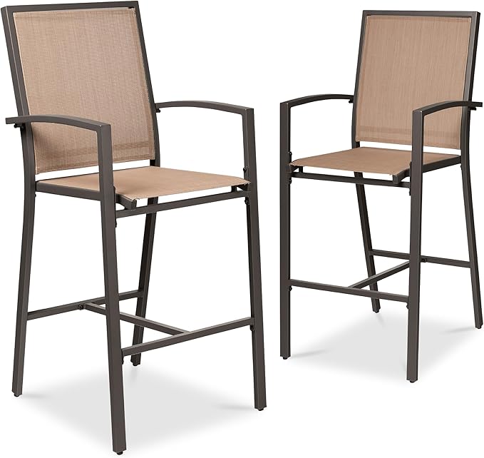 Outdoor Bar Stools Set of 2, Bar Height, Patio Furniture