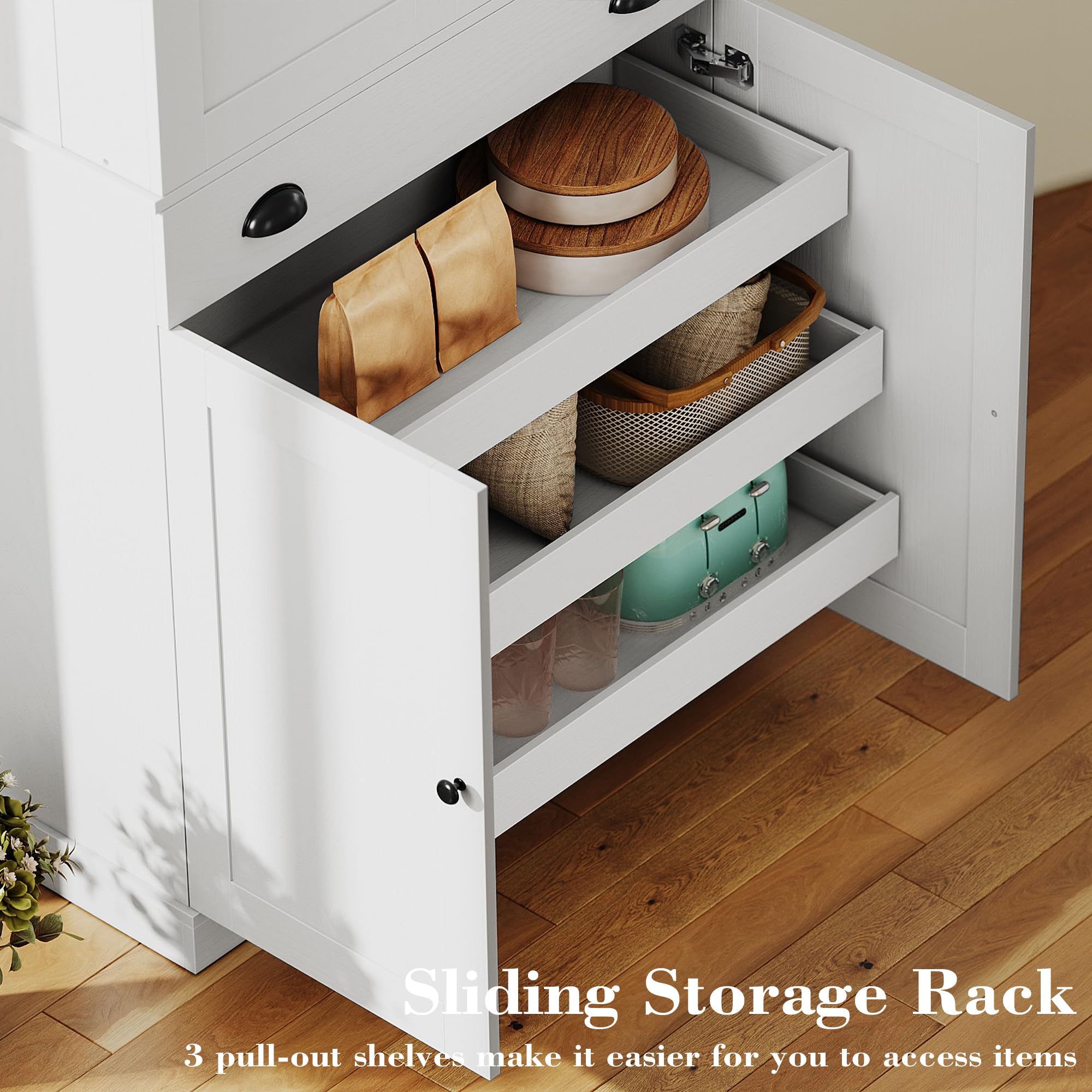 Kitchen Pantry Cabinet 72" Height, Freestanding Cupboard with Drawer