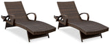Outdoor Kantana 2 Piece Patio Wicker Chaise Lounge Set, Brown