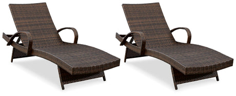 Outdoor Kantana 2 Piece Patio Wicker Chaise Lounge Set, Brown