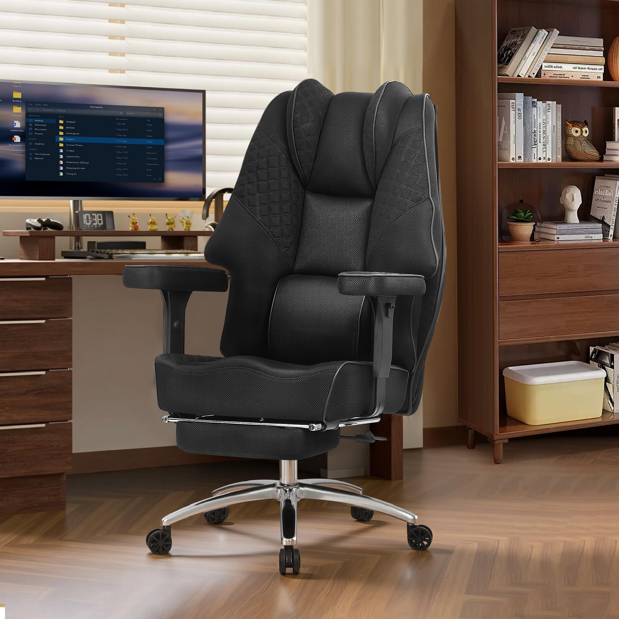 Big and Tall Office Chair 400lbs - Mesh High Back with Footrest