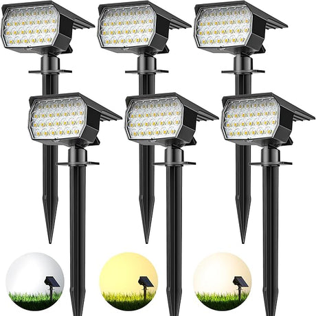 3 Colors Solar Lights Outdoor Waterproof IP65 Outdoor Spot Lights for Yard 52