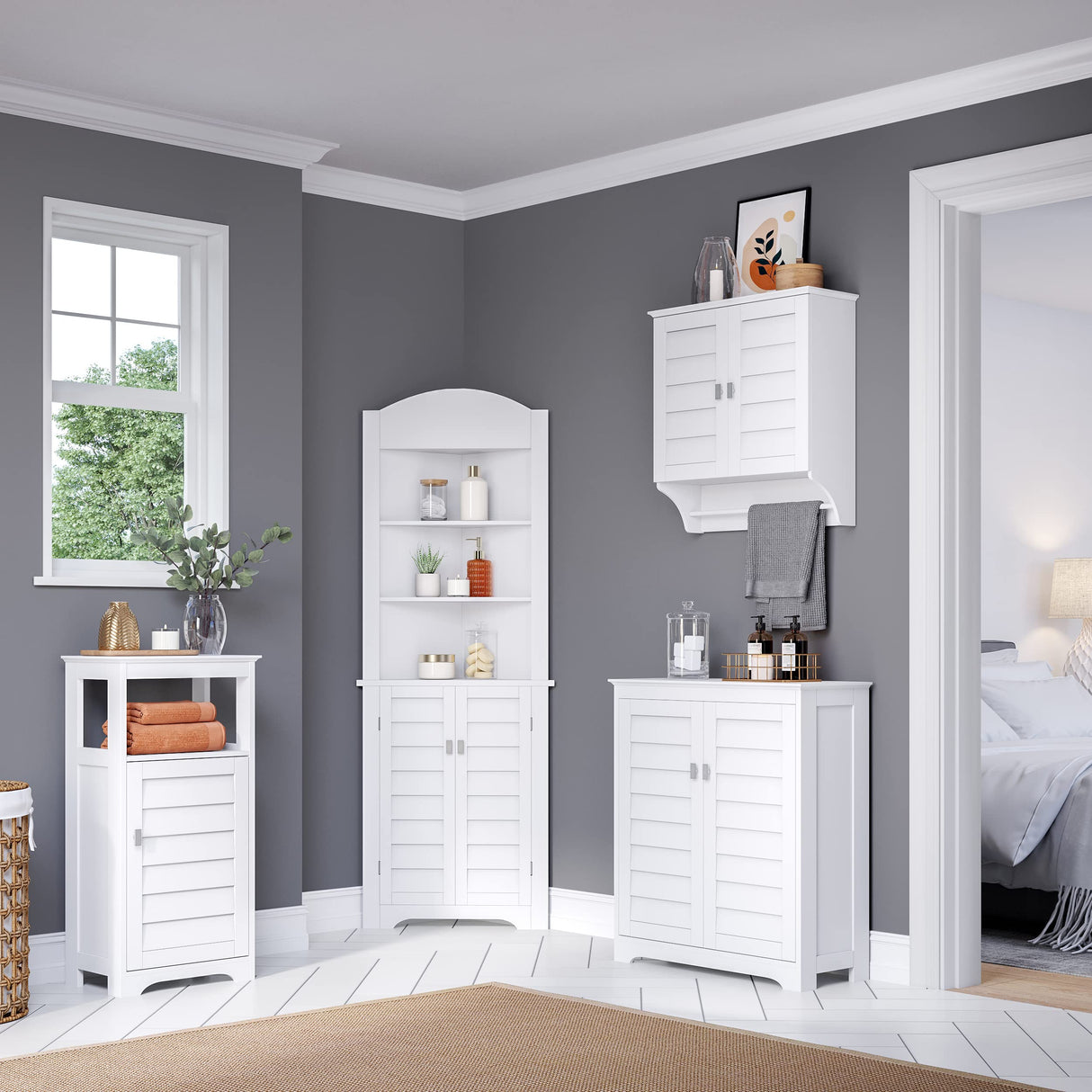 Brookfield Bathroom Storage Cabinet with 2 Shutter Style Doors with Adjustable Shelves