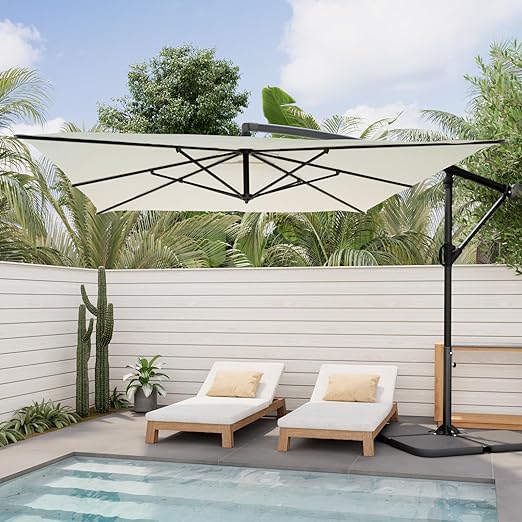 9 x 11.5FT Patio Umbrella for Outdoor, Cantilever Hanging Outdoor Umbrella with 360-degree Rotation