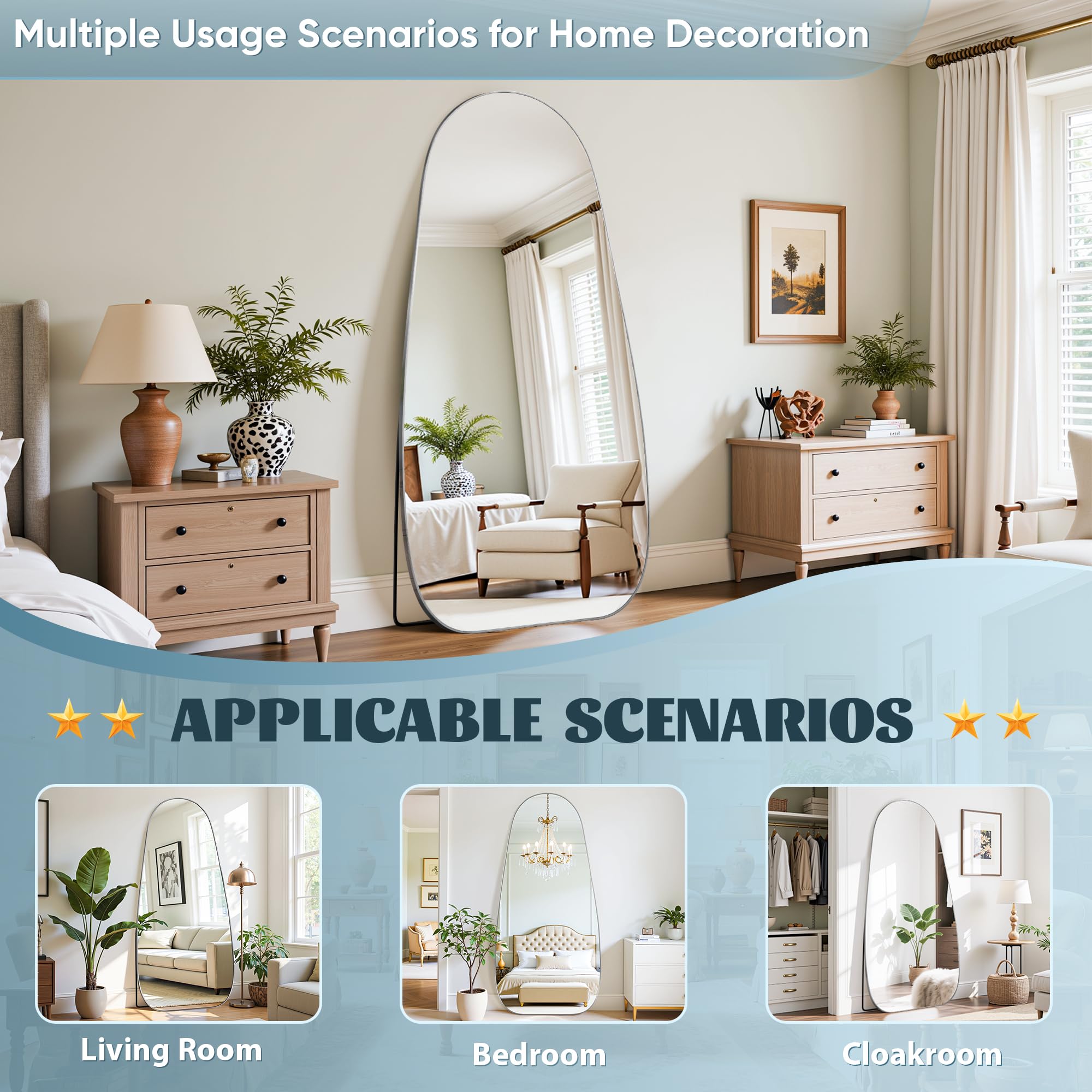 68×26 Teardrop Floor Mirror with Stand