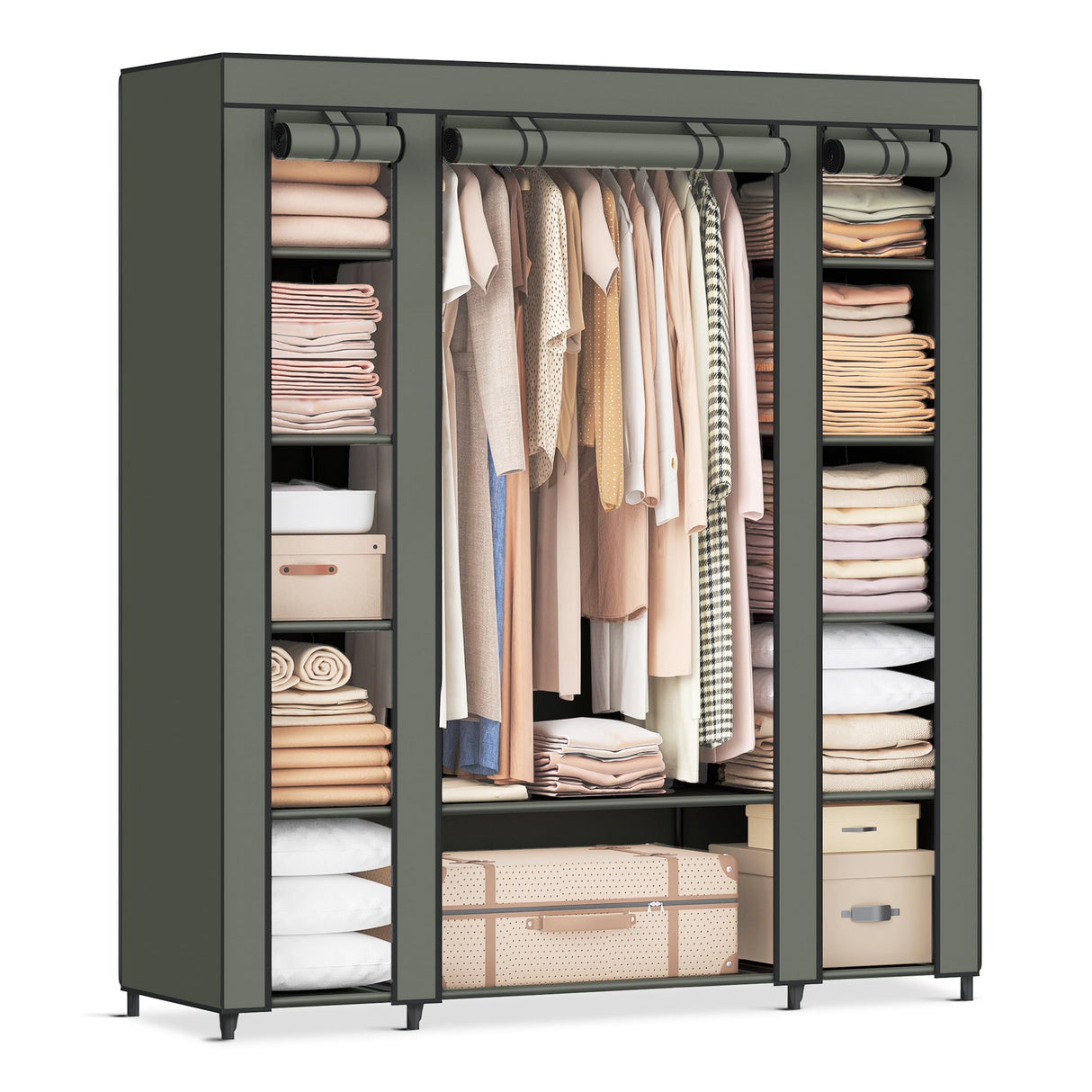 Closet Wardrobe, Portable Closet for Bedroom, Clothes Rail with Non-Woven Fabric Cover