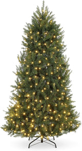 Pre-Lit Artificial Christmas Tree with Warm White Lights, 6FT Tall Lighted Xmas Tree