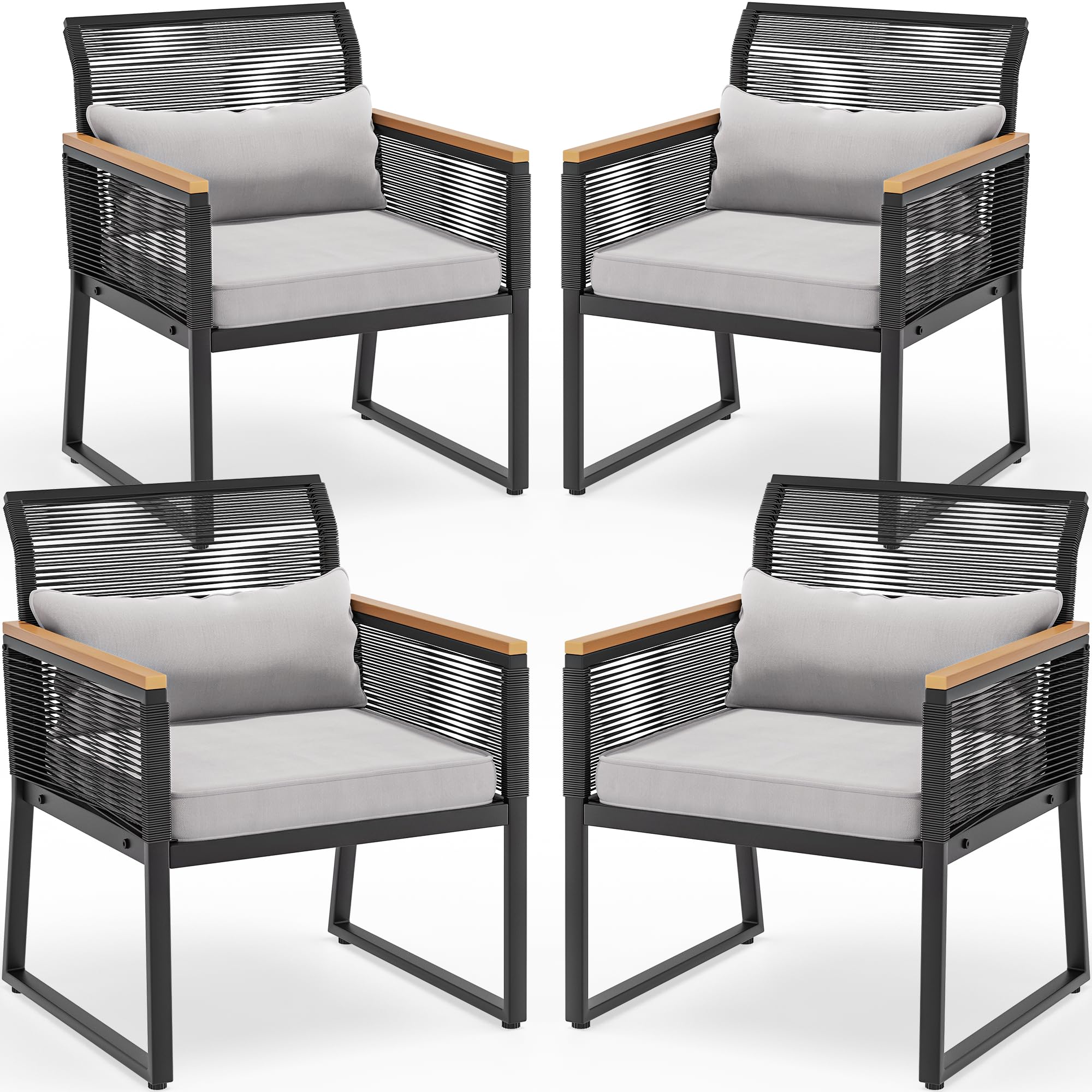 Patio Dining Chairs Set of 4, Outdoor Wicker Furniture Dining Chairs