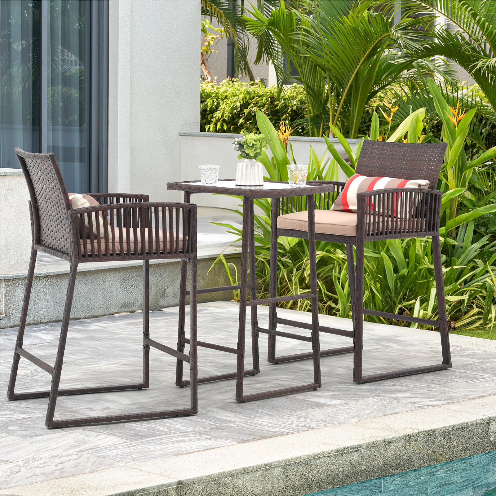 7 Piece High Patio Bar Dining Set,