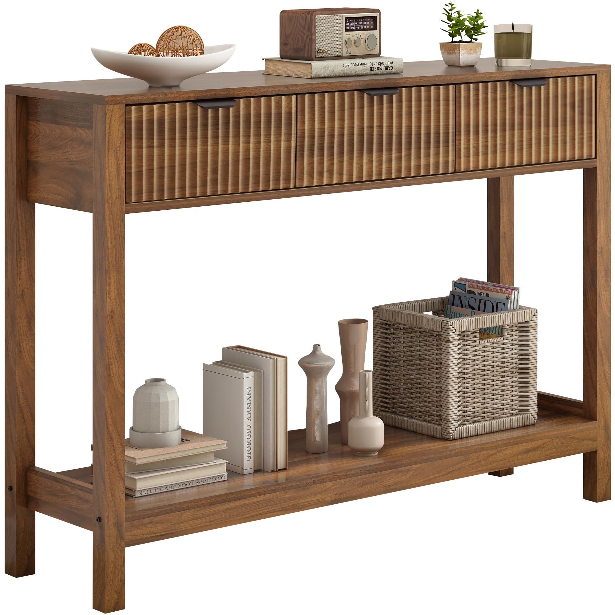 Fluted Console Table with Storage Drawers