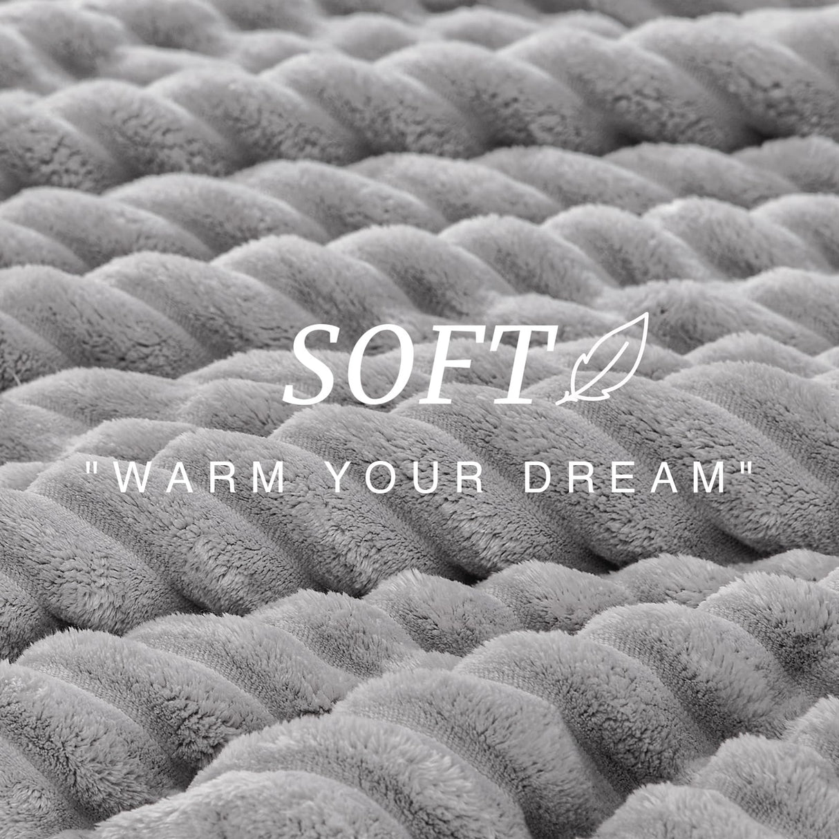 EXQ Home Fluffy Comforter Set Queen Size - Super Soft Faux Fur Stripe Jacquard Comforter 3 Pieces, Light Gray Fleece Bedding Set,Winter Warm Bed Set,1 Comforter with 2 Pillowcases