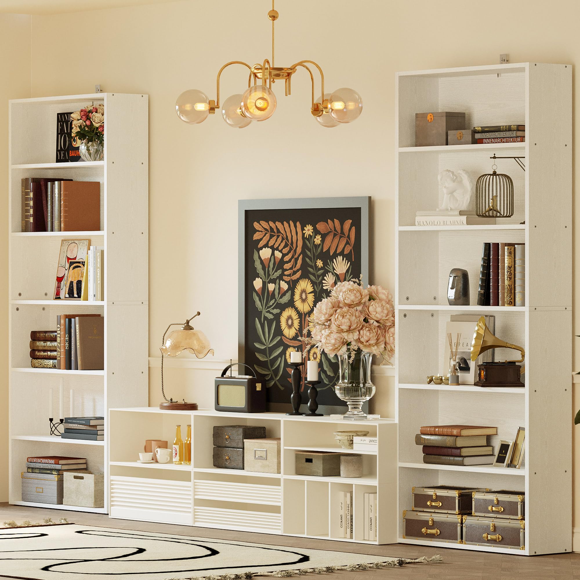 Bookshelves and Bookcases Set of 2 Floor Standing 6 Tiers Display Storage
