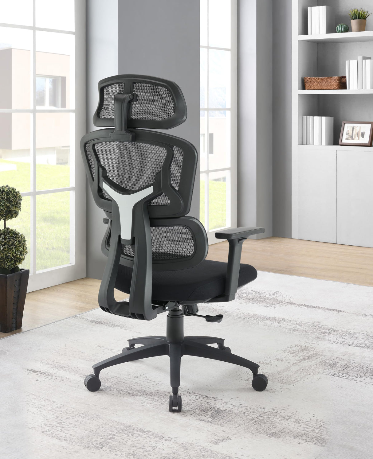 Executive Seating Mesh Back with Fabric Seat Manager's Office Chair, Adjustable Arms