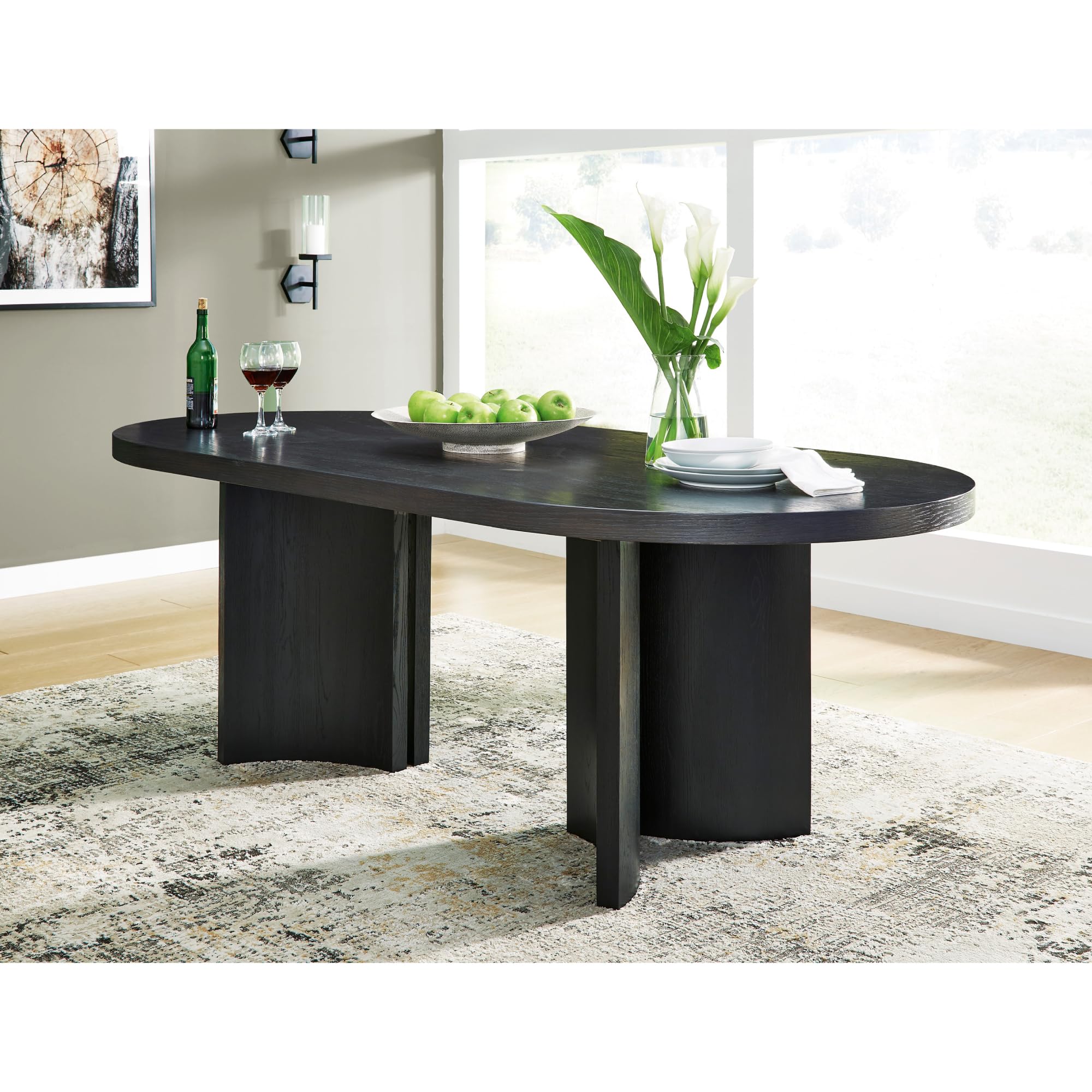 Rowanbeck Minimalist Dining Table for 8 People - Black