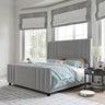 Velvet Upholstered Platform Bed with Vertical Channel Tufted Headboard