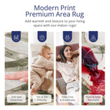 Beige Cream Green Graffiti Washable Area Rug 8' x 10' - Abstract Artistic Design