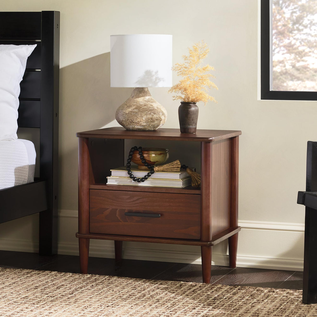 1-Drawer Nightstand, 20 Inch, Walnut