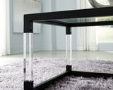 Nallynx Contemporary Glass Coffee Table, Black