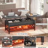 Coffee Table, Lift Top Coffee Table with LED light and Power Outlet