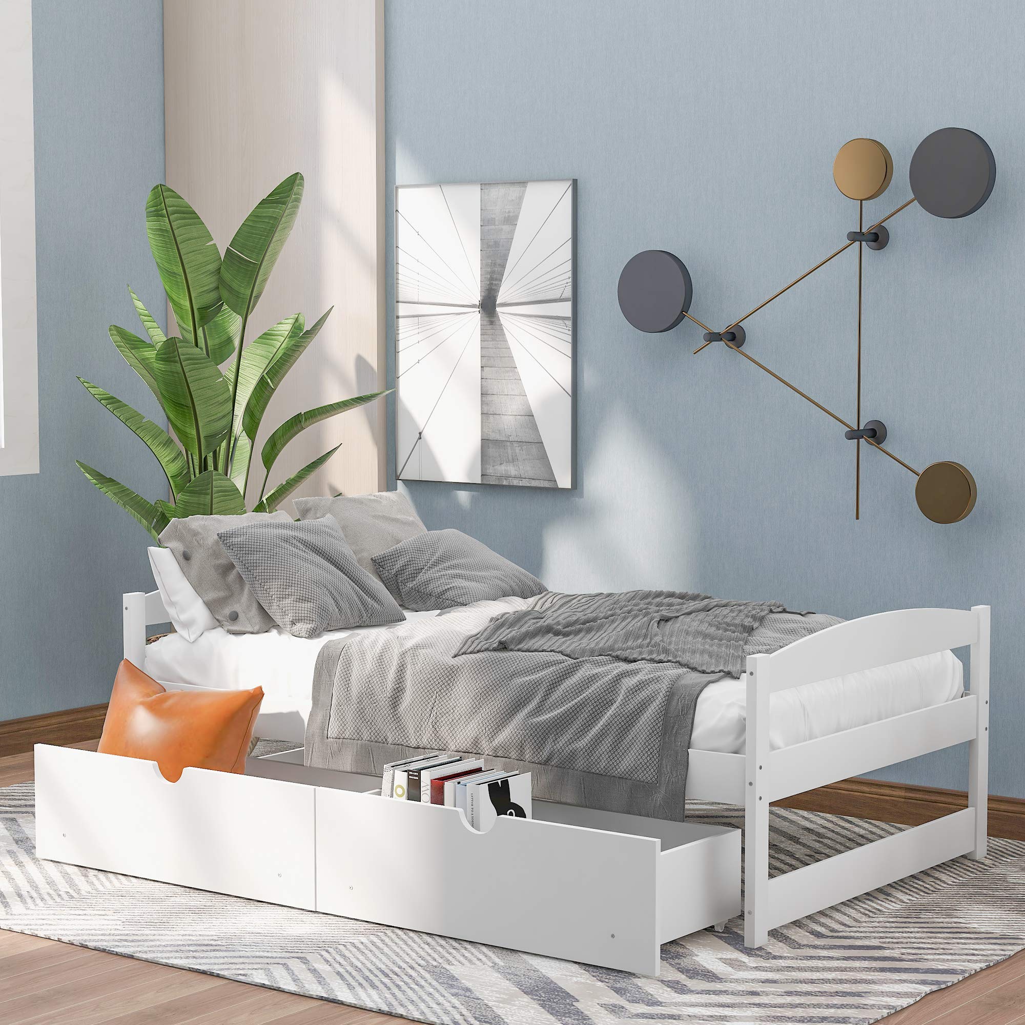 Twin Bed with Storage, Twin Size Daybed with 2 Drawers