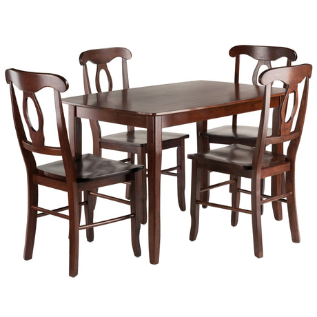 Inglewood 5-PC Set Table w/ 4 Key Hole Back Chairs Dining, Walnut