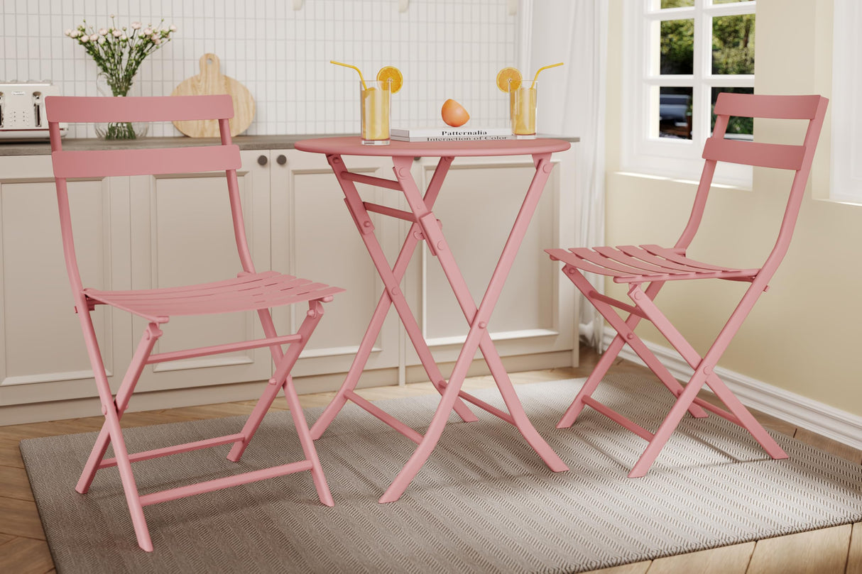 3-Piece Patio Bistro Set Folding Bistro Table and 2 Chairs Outdoor Furniture Sets