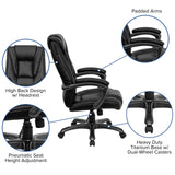 Flash Furniture Oma High Back Black LeatherSoft Layered Upholstered Executive Swivel Ergonomic Office Chair with Smoke Metal Base and Arms