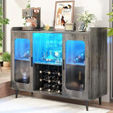 Wine Bar Cabinet with Power Outlet, Liquor Cabinet Bar with LED Light