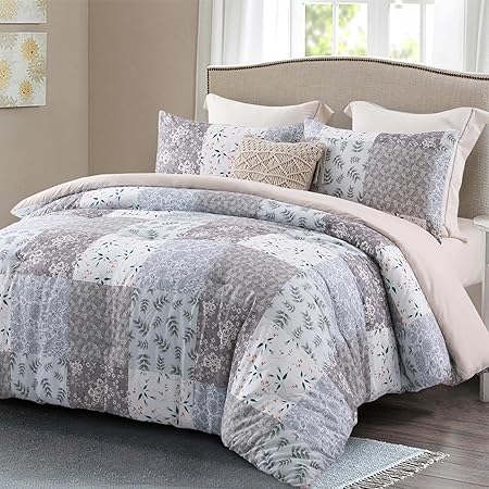 Queen Full Comforter Set, Soft Reversible Pink Bedding Comforter Set