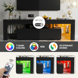 Modern Black LED TV Stand for 70-Inch Televisions with RGB Lighting