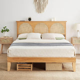 Natural Bed Frame with LED Lights Headboard Full