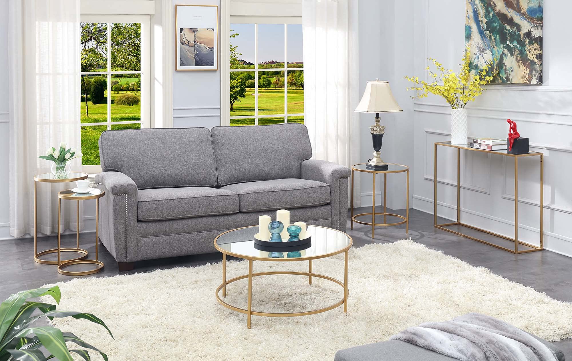 Gold Coast Mirrored Console Table, Mirrored Top / Gold Frame