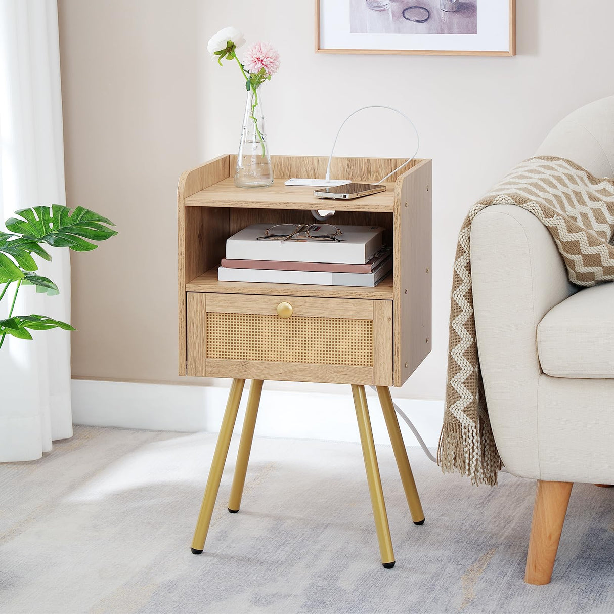 Nightstand with Charging Station and Nightstand with Charging Station Bundle