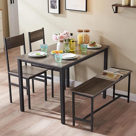 Small Kitchen Table and Chairs for 4, Dining Room Table and 2 Chair 1 Bench, Table and Chairs Set of 4