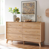 6 Drawer Dresser, 54" Wide Mid Century Modern Chest of Drawers