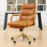 Executive Gold Office Chair - Leather Desk Chair with Armrests