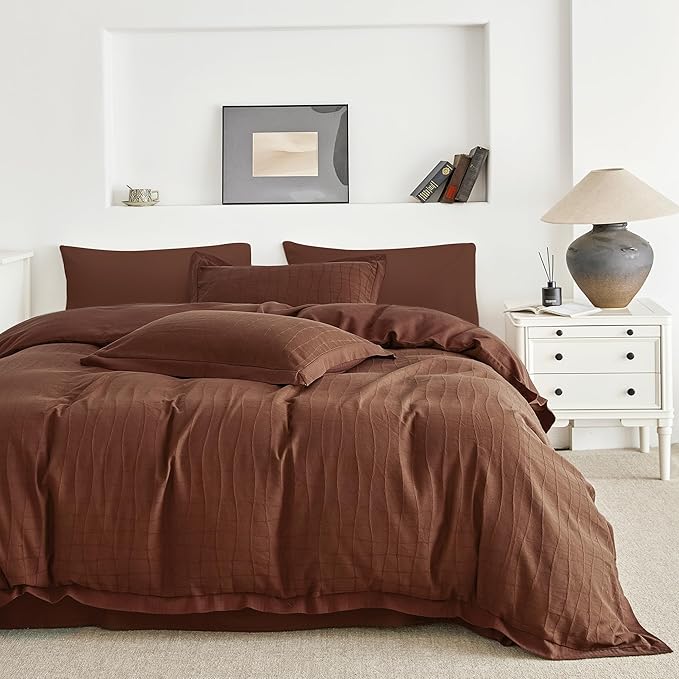 Jacquard Plaid Duvet Cover Queen 100% Cotton Cream Jacquard Duvet Cover 3 Pcs Set