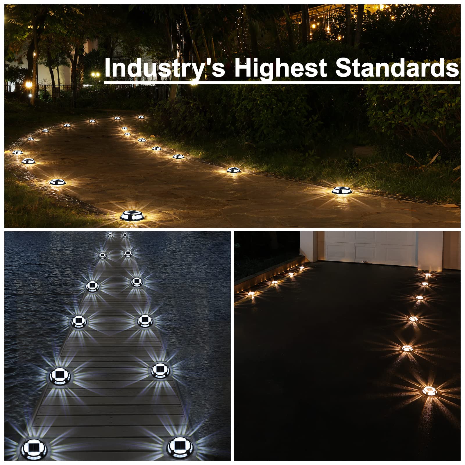 Solar Driveway Lights Deck Lights Dock Marine Lights,12 Pack Solar Ground Lights