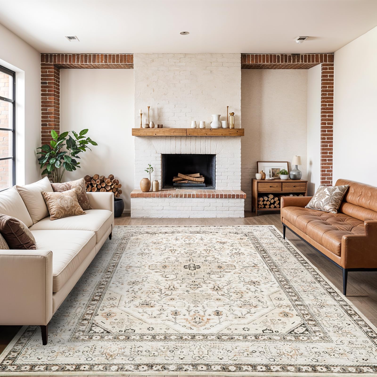 Washable Area Rug 9x12 - Bedroom Living Room Large Indoor Rugs Soft