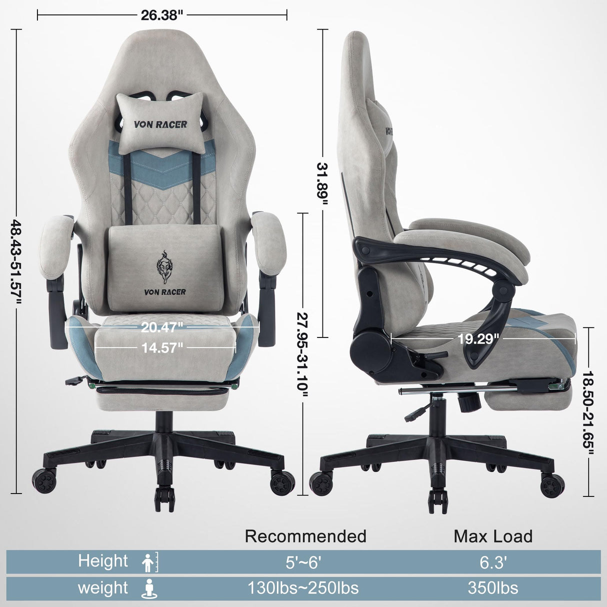 Gaming Chairs for Adults 350lbs Computer Chair with Adjustable Lumbar