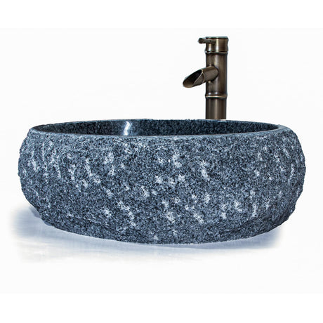 100% Handcrafted Stone Vessel Sink with Egg-Shaped Silhouette