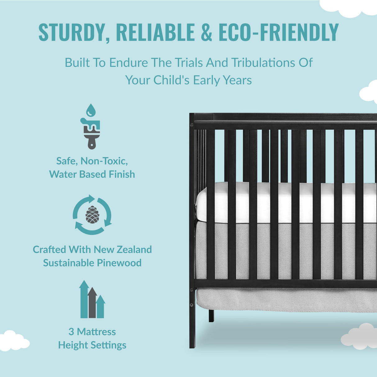 Synergy 5-In-1 Convertible Crib In Black, Greenguard Gold Certified