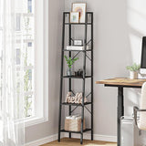 Ladder Shelf, Bookshelf Bookcase, Freestanding Corner Storage Shelve with 2 Hooks for