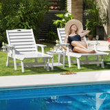 Outdoor Chaise Lounge Chair Set of 2 with Wheels & Cup Holder
